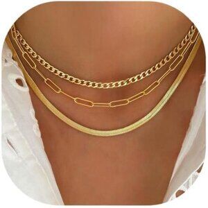 Gold Layered Necklaces for Women, 14K Gold Plated Dainty Gold Chain Choker